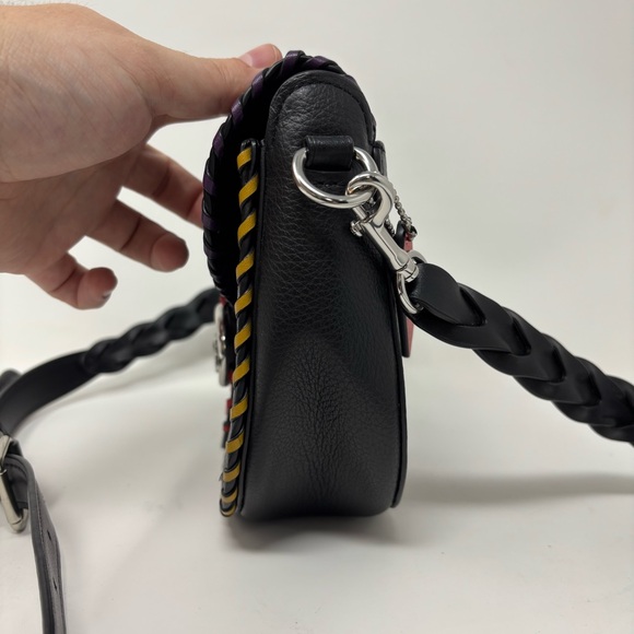 Coach Whipstitch Black Leather Georgie Saddle Bag Crossbody - Picture 4 of 16